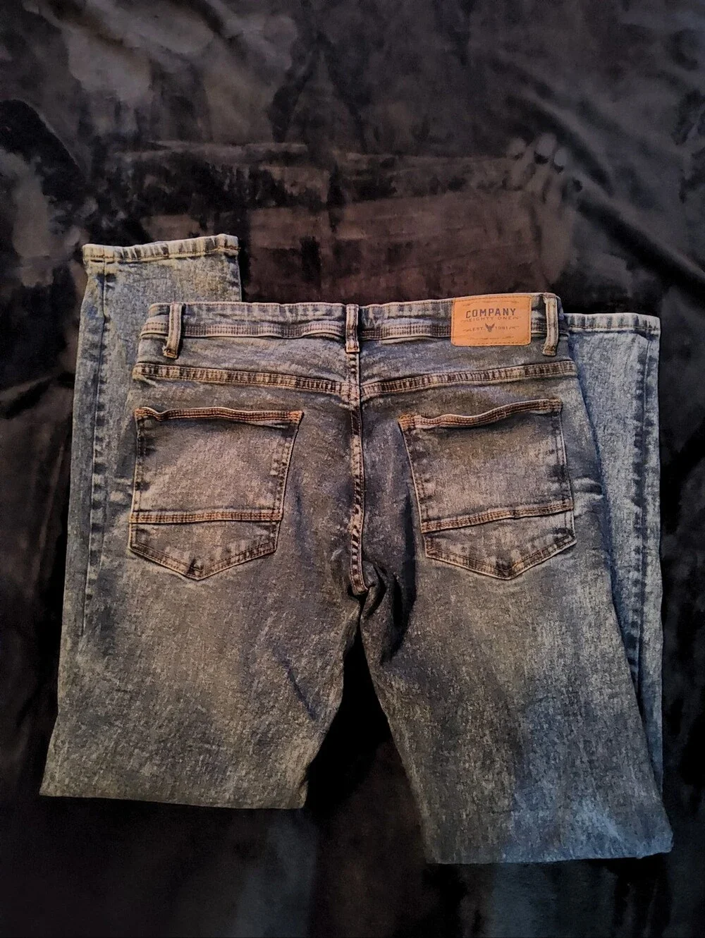 Men's Skinny Acid-Wash Medium Blue Jeans